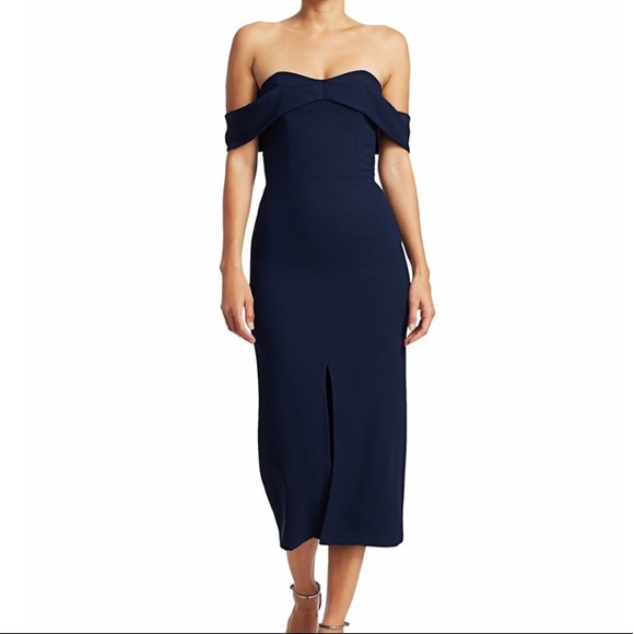 Monique Lhuillier Dresses & Skirts - Monique Lhuillier Navy MIDI Cocktail Dress